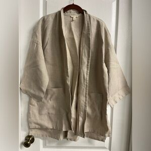 Eileen Fisher Organic Linen Open Blazer Long Length